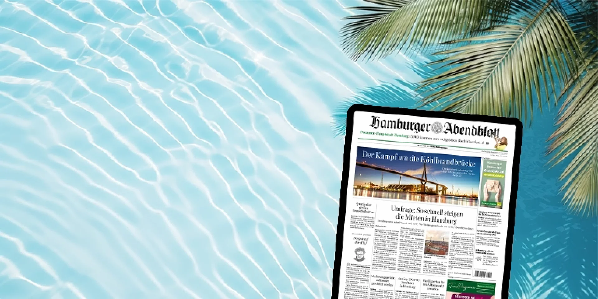 E-Paper. Tablet mit Titelseite auf dem Display.