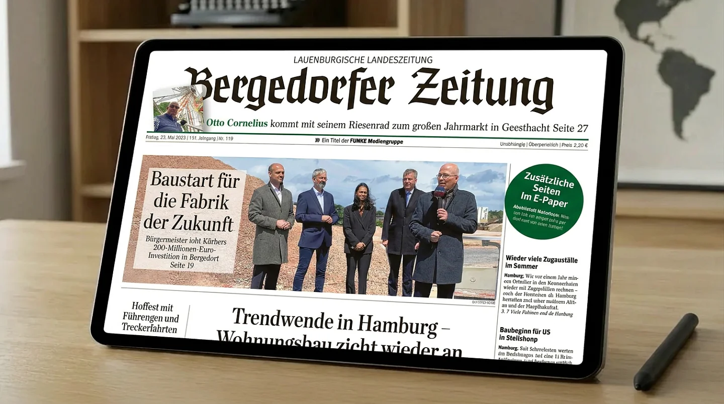 Titelseite der Westdeutschen Allgemeinen Zeitung mit Artikeln über Sport, Kultur und die Bergmanns-Ampel