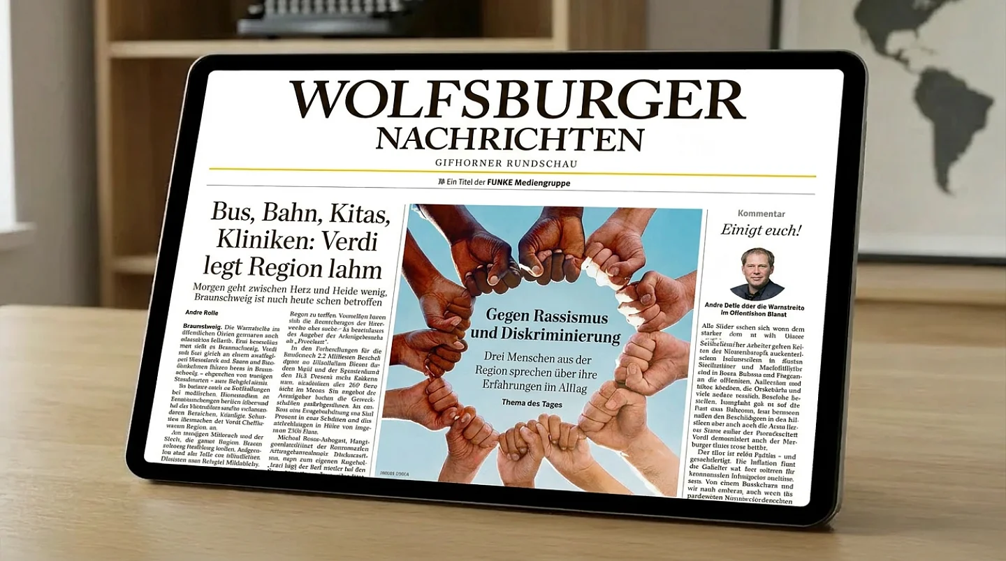 Titelseite der Westdeutschen Allgemeinen Zeitung mit Artikeln über Sport, Kultur und die Bergmanns-Ampel