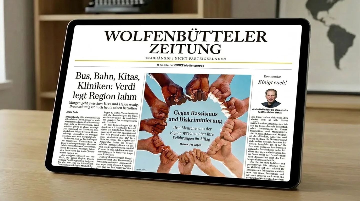 Titelseite der Westdeutschen Allgemeinen Zeitung mit Artikeln über Sport, Kultur und die Bergmanns-Ampel